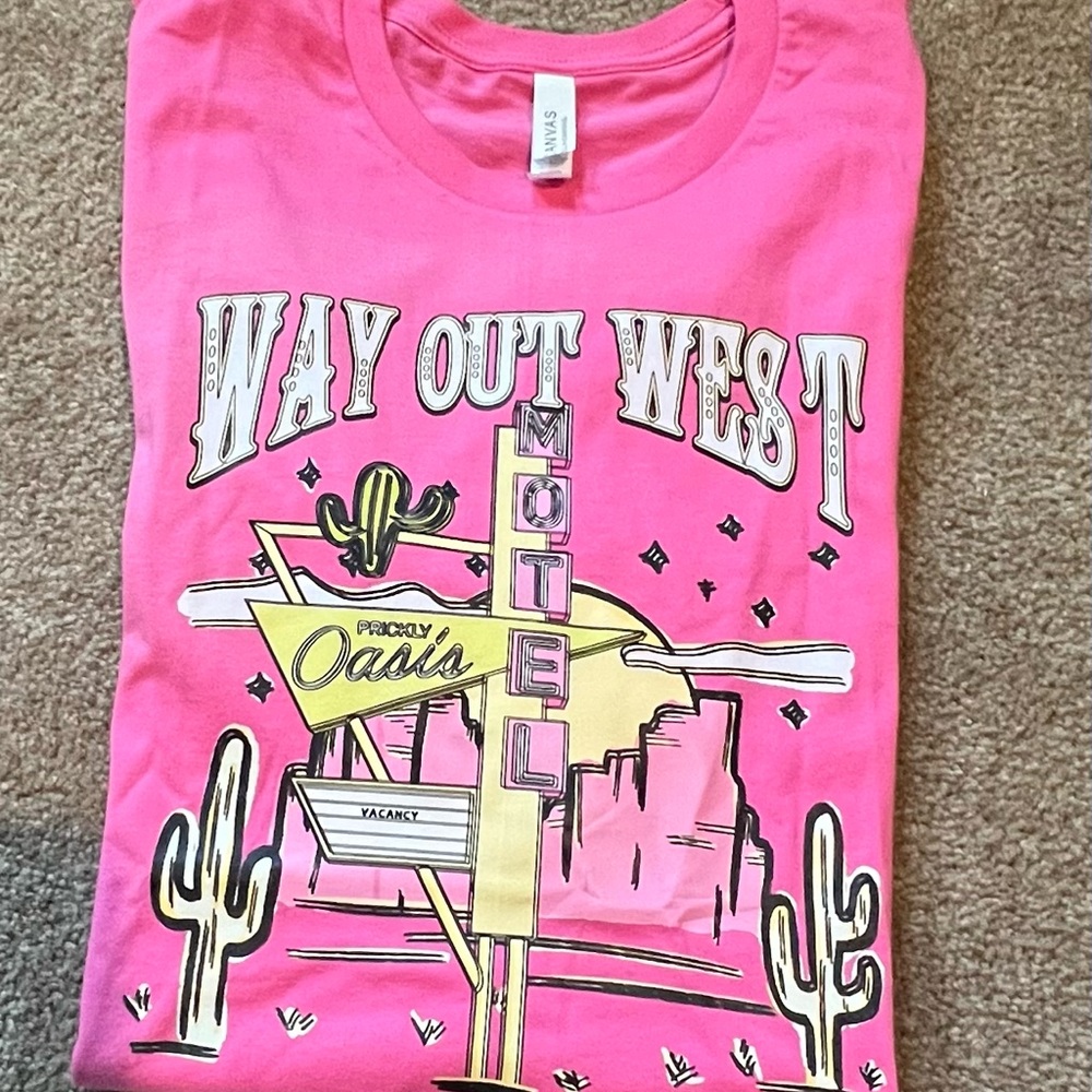 Pink Graphic Tee with Western Print